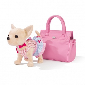 Плюшевая собачка Чихуахуа из серии Chi Chi Love в платье, в розовой сумочке, 20 см. (Simba, 5894689)